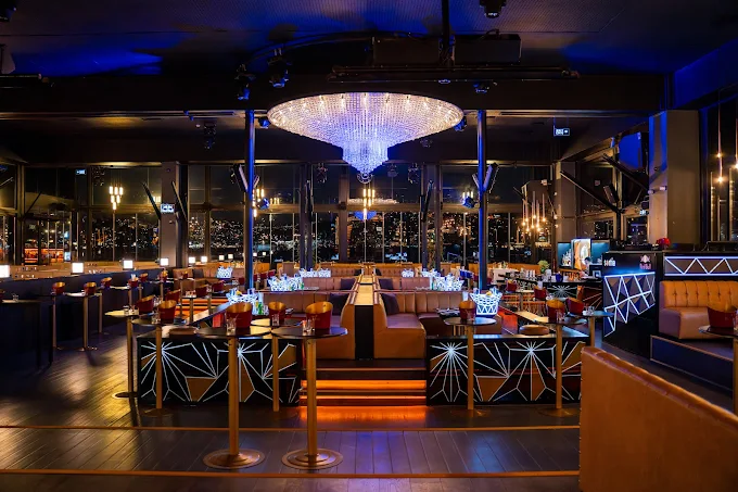 Sortie's chandelier-lit dining and lounge area on the Bosphorus