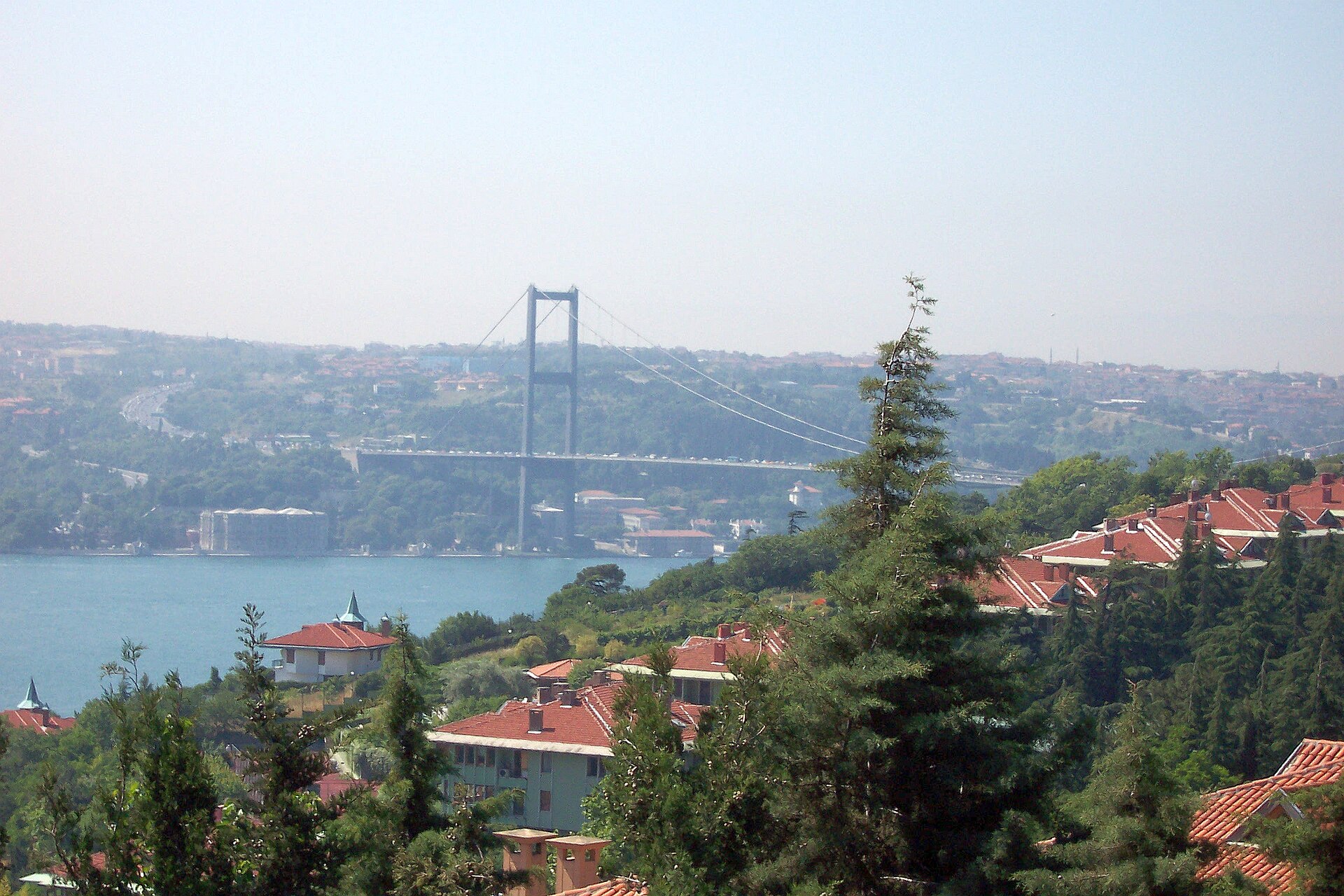 The Bosphorus Bridge seen from Ulus Park, the hilltop that holds Sunset Grill & Bar